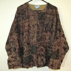 Raiment Fashions New York Patchwork Embroidered Boho Shacket Jacket XL Loop